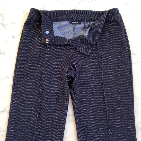 NWOT. Vintage Express Black and Silver Herringbone Pattern Pants with sparkling. - Picture 4 of 8